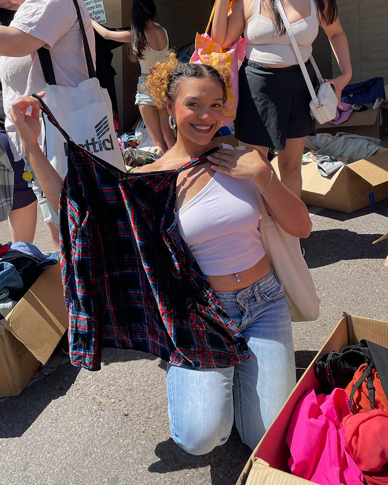 $1 sale customer with dress