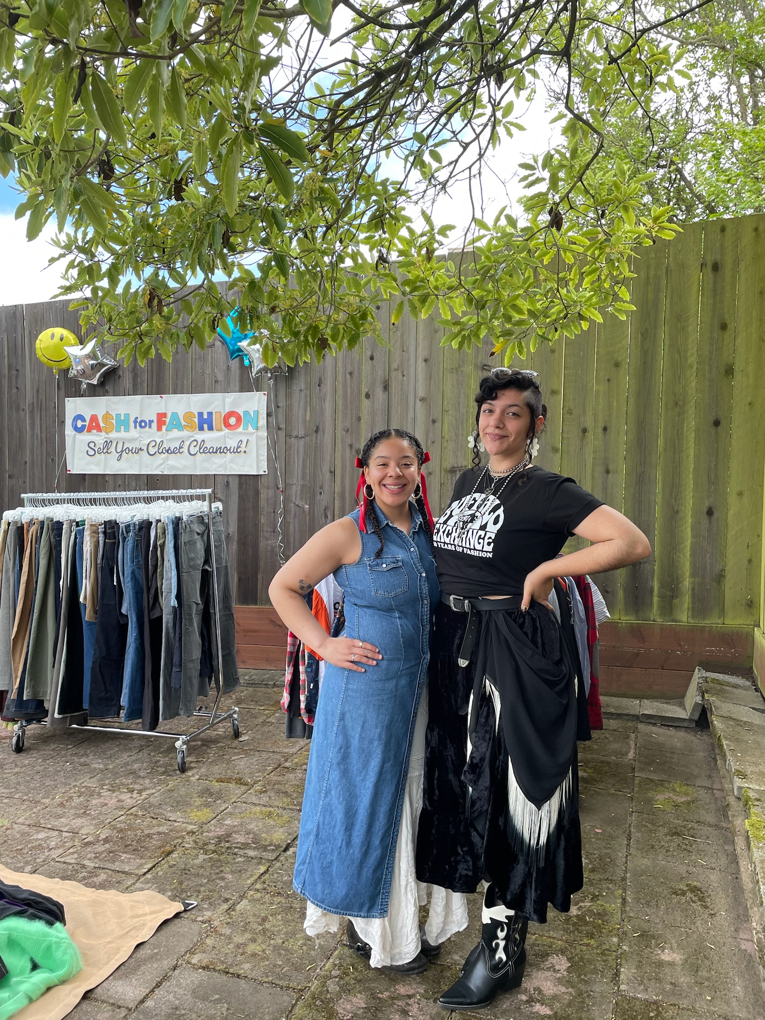 employee with pink balloons