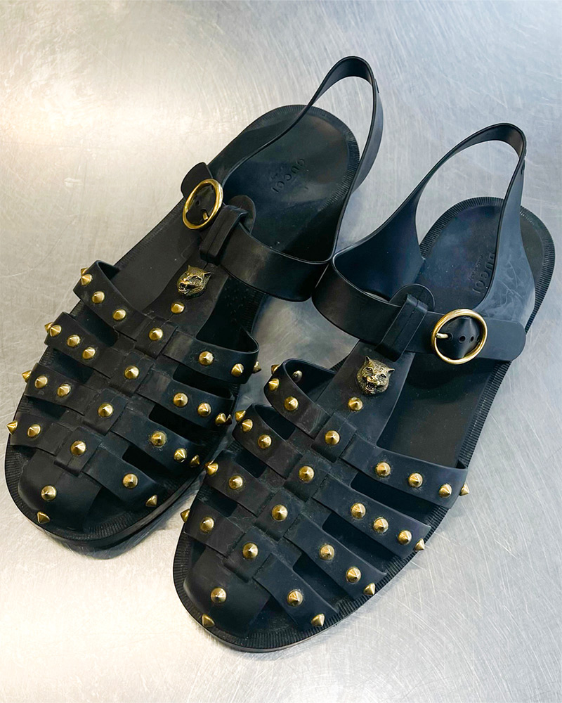Gucci studded fisherman jelly sandals 