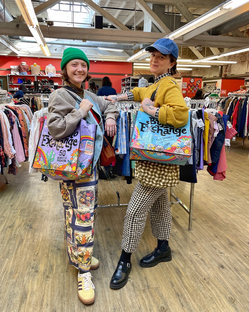 people with BE tote bags