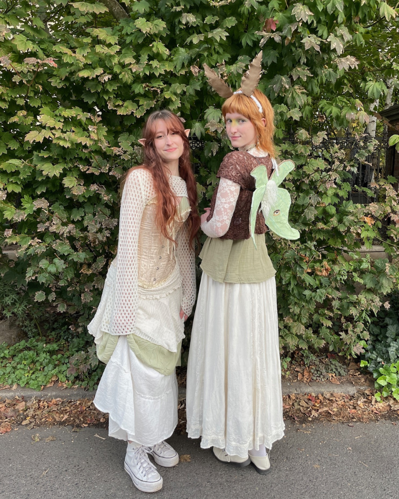 Fantasy elf and luna moth Halloween costumes